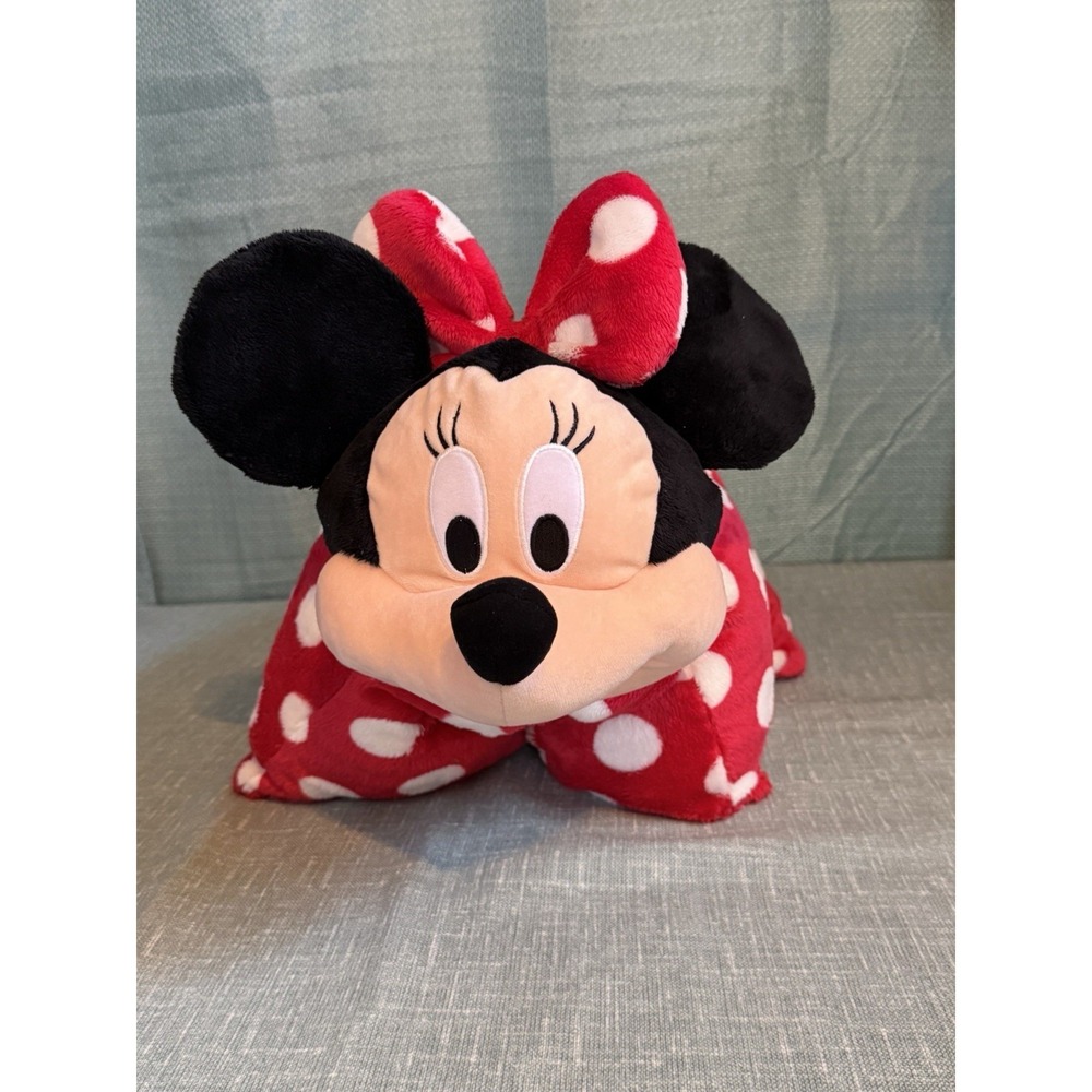 Disney Minnie Mouse Plush Pillow Red Polka Dot Large Cushion Stuffed Toy 18"